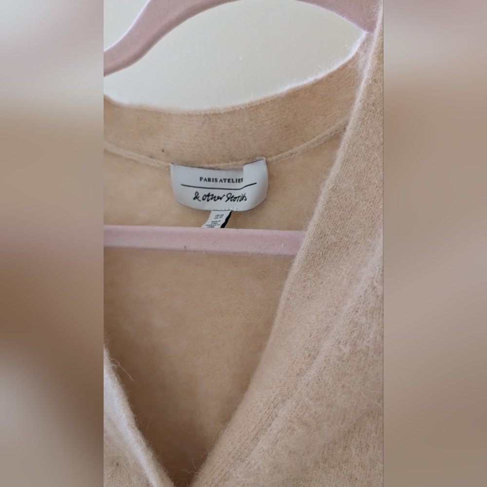 And Other Stories Oatmeal Cream Alpaca Wool Blend Cardigan Size XS - Picture 4 of 8